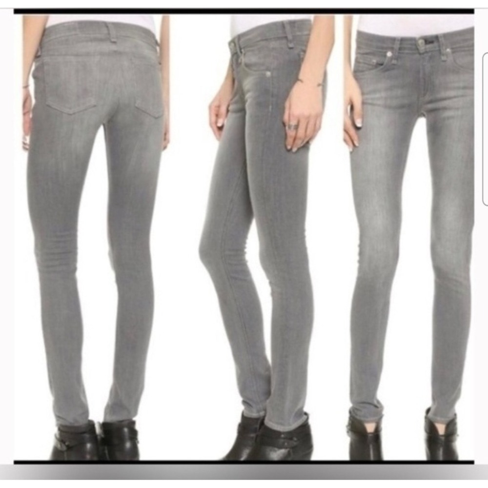 Rag & Bone Jeans Skinny Buxton Gray Stretch Stone Wash Denim W1502K120 Size 24